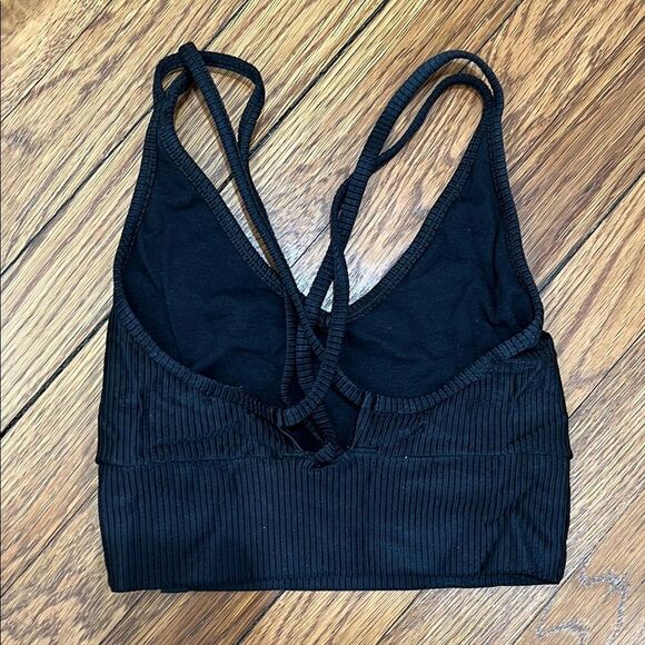 Booty by Brabants Black Ribbed Bra with Crossback Straps - Picture 2 of 2